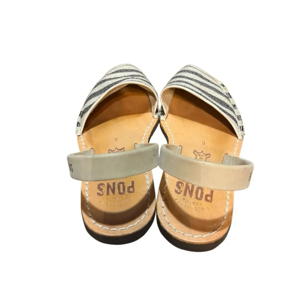 PONS Authentica Avarca Handmade in Spain Menorca-tan & navy stripe size 6